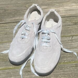 Caprice gray genuine suede leather shoes sparkly silver German made Sz 40 US 9.5
